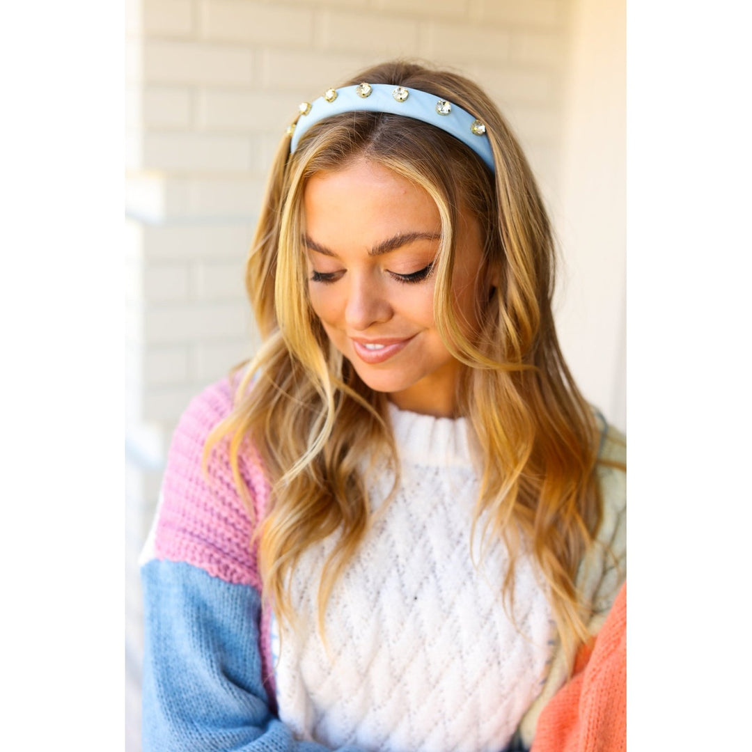 Baby Blue Rhinestone Slim Headband