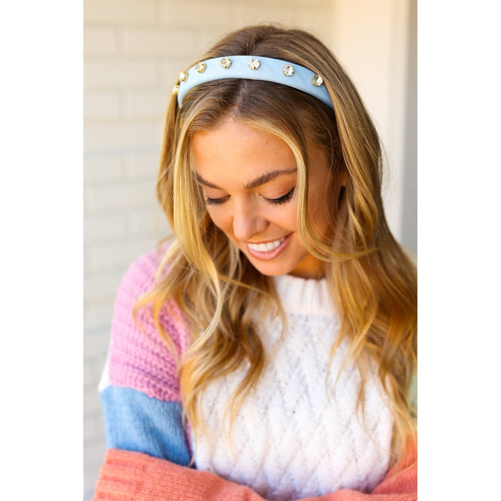 Baby Blue Rhinestone Slim Headband