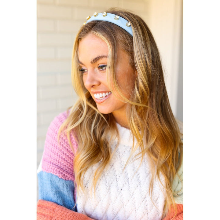 Baby Blue Rhinestone Slim Headband