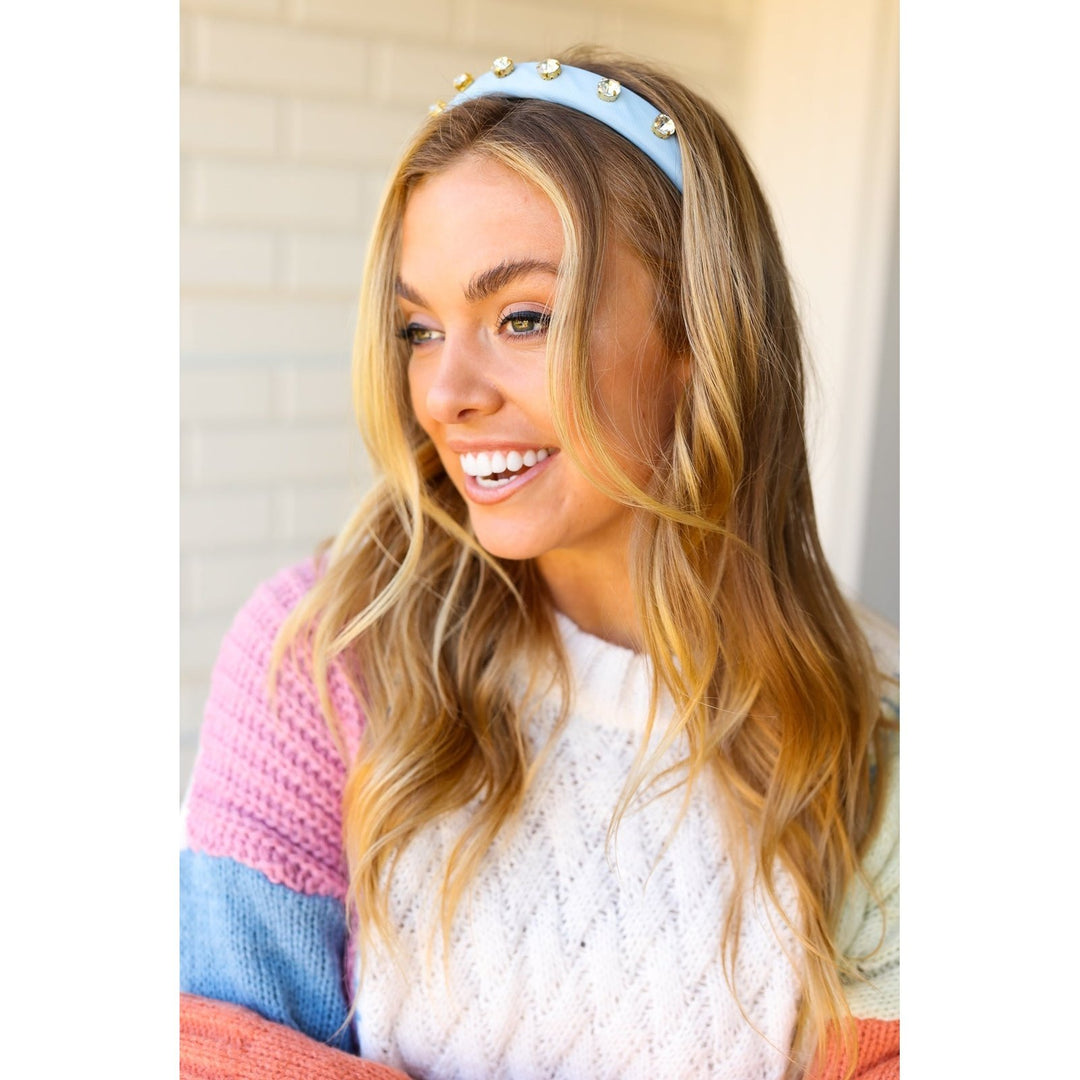 Baby Blue Rhinestone Slim Headband