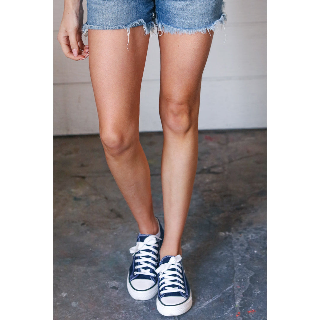 Navy Canvas Lace Up Sneakers