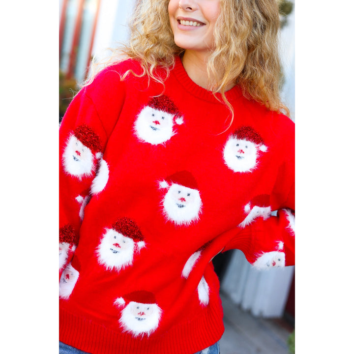 Santa Claus Sparkle Fuzzy Knit Sweater