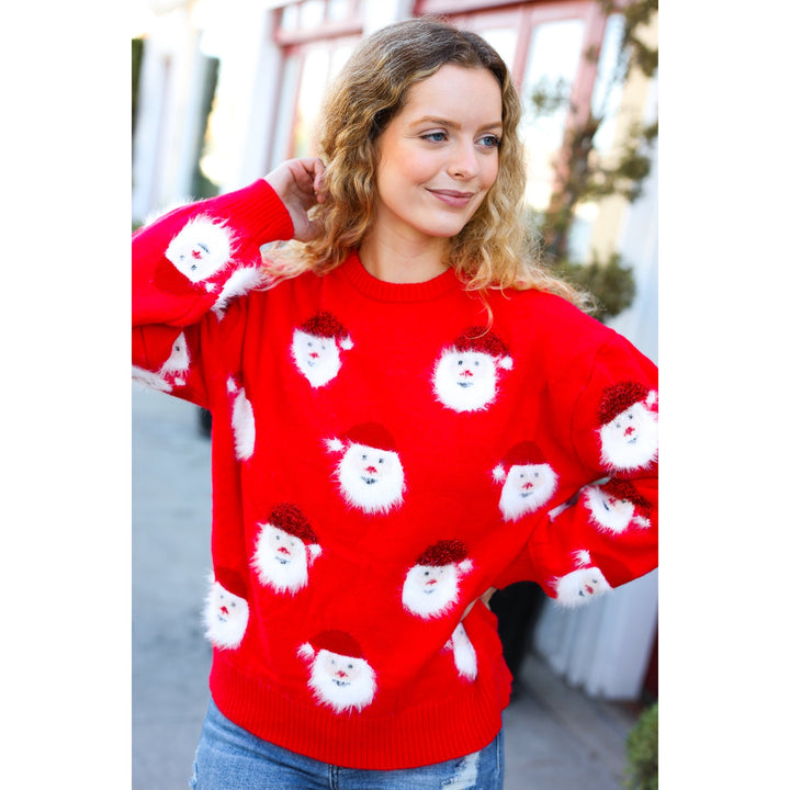 Santa Claus Sparkle Fuzzy Knit Sweater