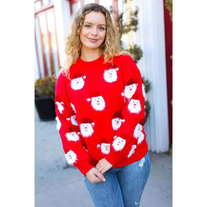 Santa Claus Sparkle Fuzzy Knit Sweater