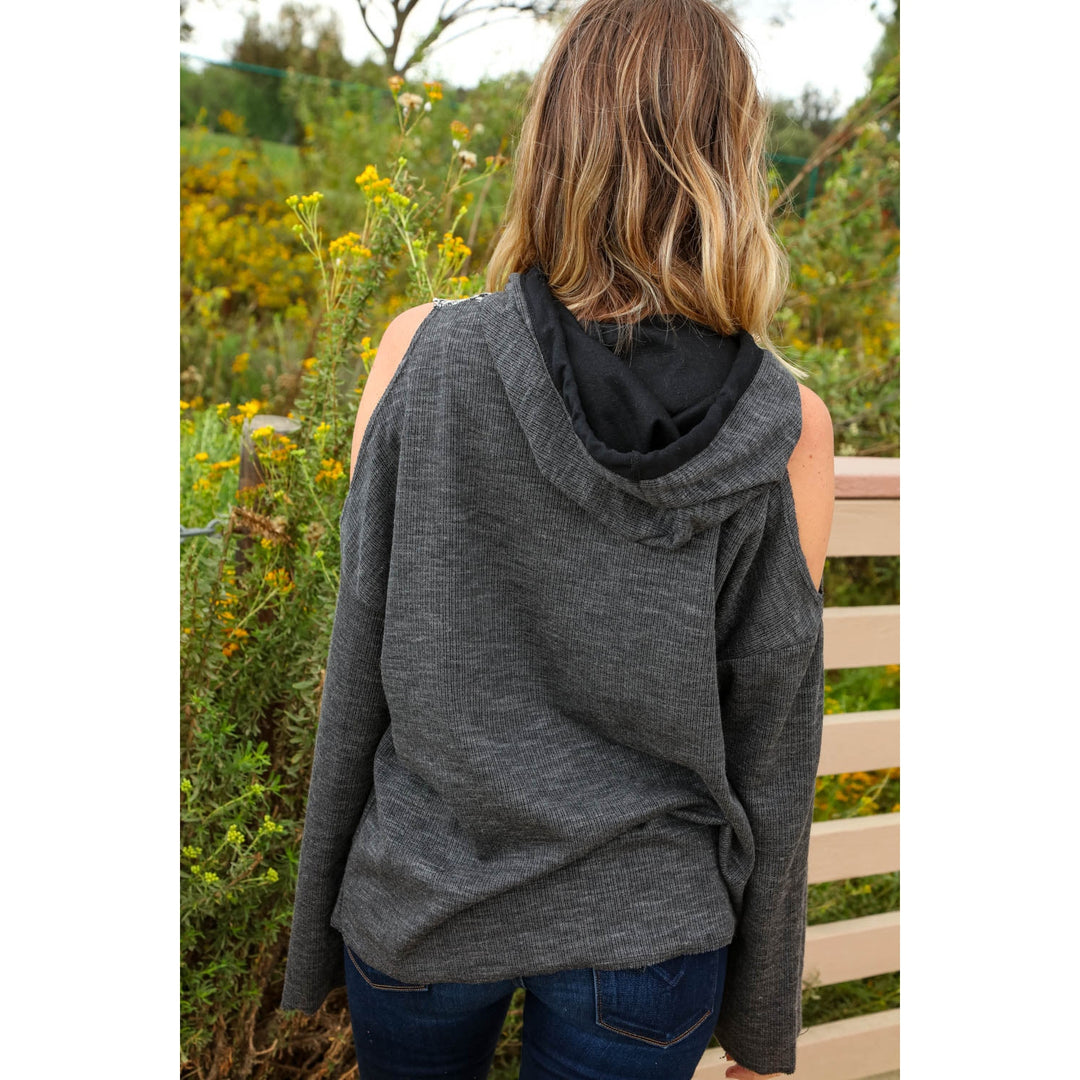 Thermal Triangle Tribal Cold Shoulder Hoodie