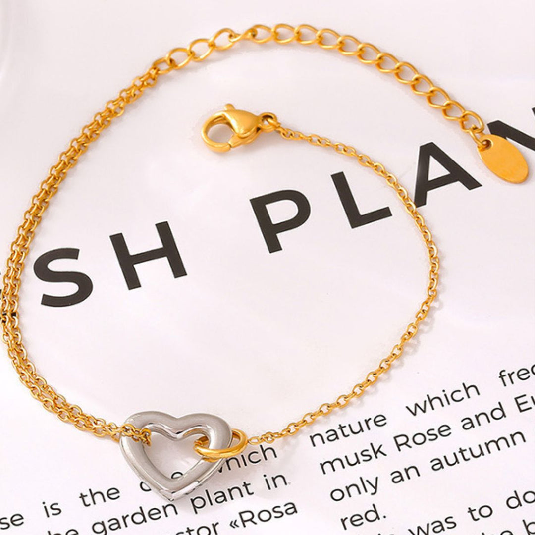 18K Gold - Plated Heart Bracelet - SharpDuds