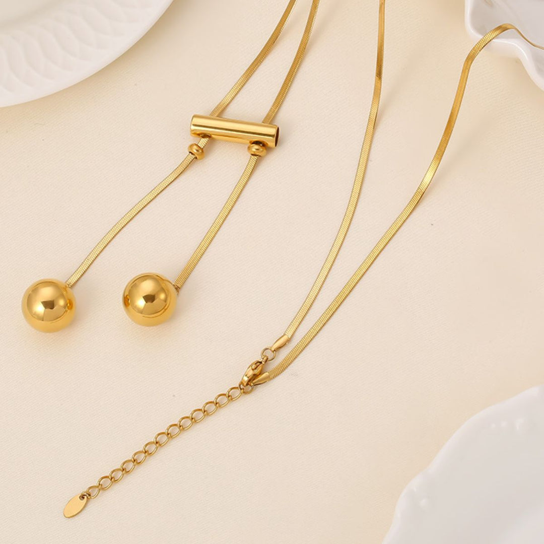 18K Gold - Plated Titanium Steel Hollow Bead Necklace - SharpDuds