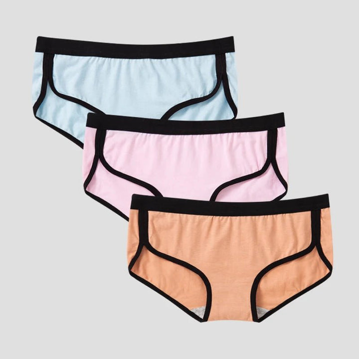 3Pcs Low-Rise Solid Soft Breathable Cotton Panties - www.SharpDuds.com