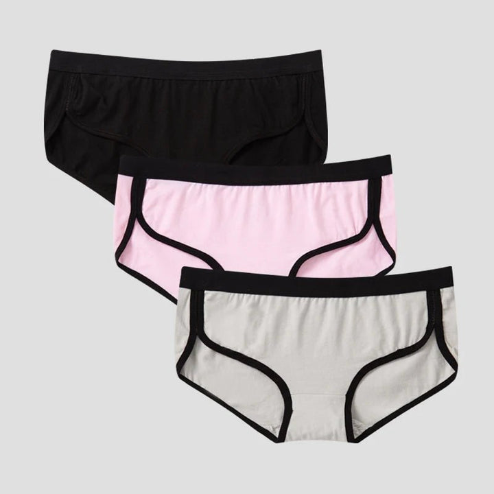 3Pcs Low-Rise Solid Soft Breathable Cotton Panties - www.SharpDuds.com