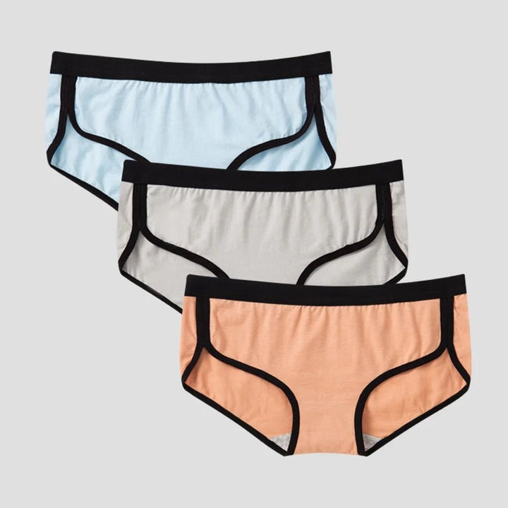 3Pcs Low-Rise Solid Soft Breathable Cotton Panties - www.SharpDuds.com