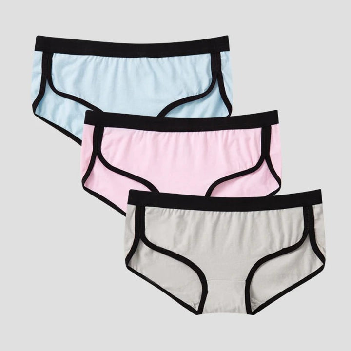 3Pcs Low-Rise Solid Soft Breathable Cotton Panties - www.SharpDuds.com