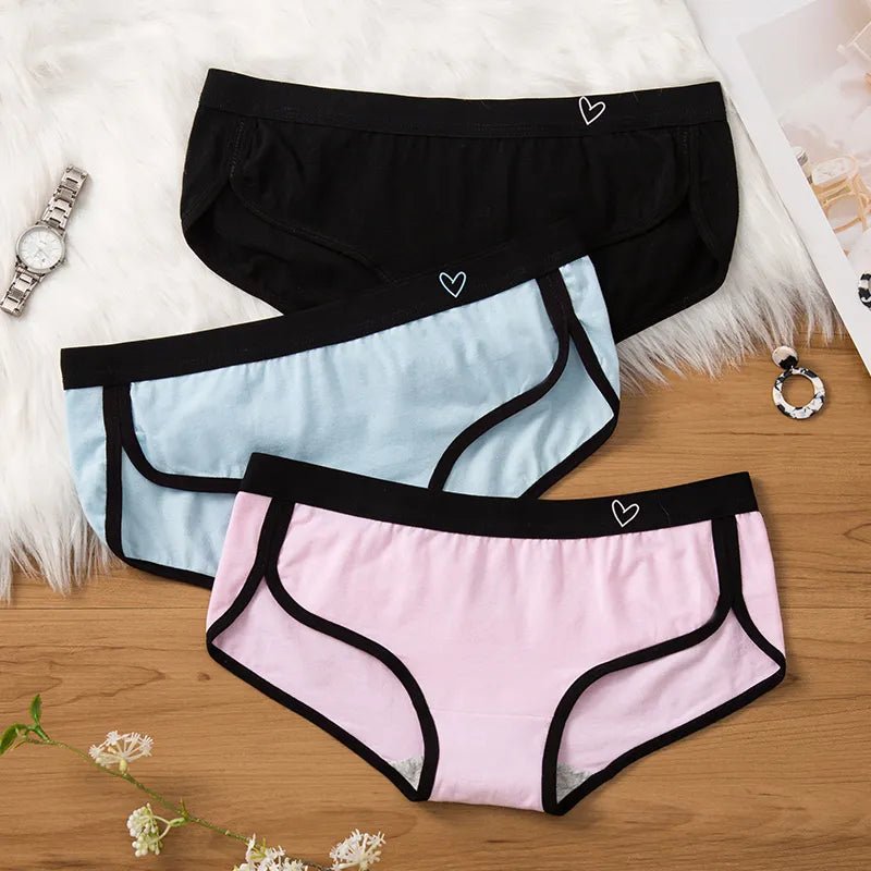 3Pcs Low-Rise Solid Soft Breathable Cotton Panties - www.SharpDuds.com