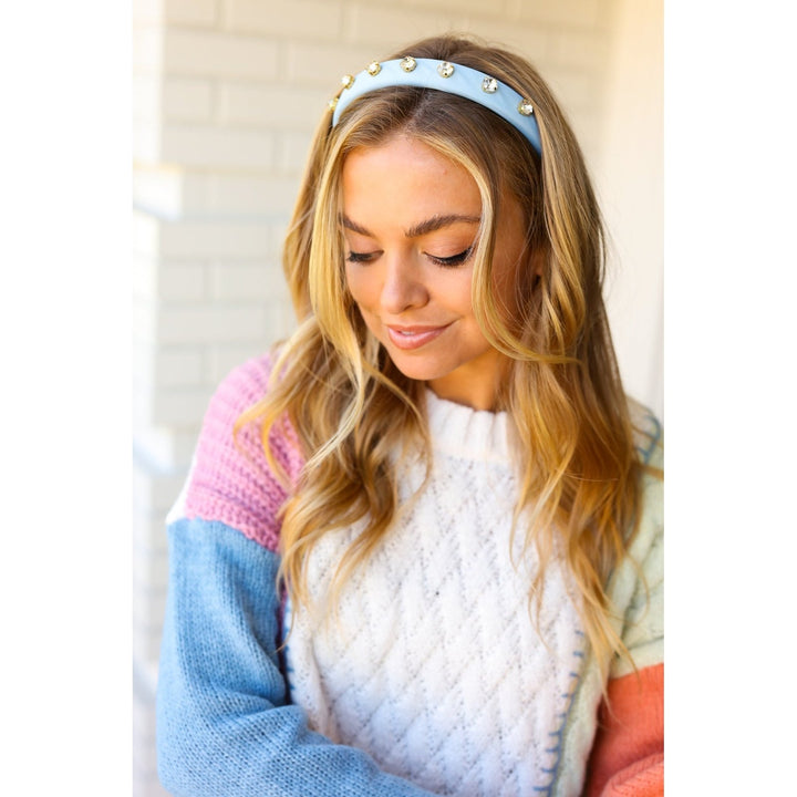 Baby Blue Rhinestone Slim Headband