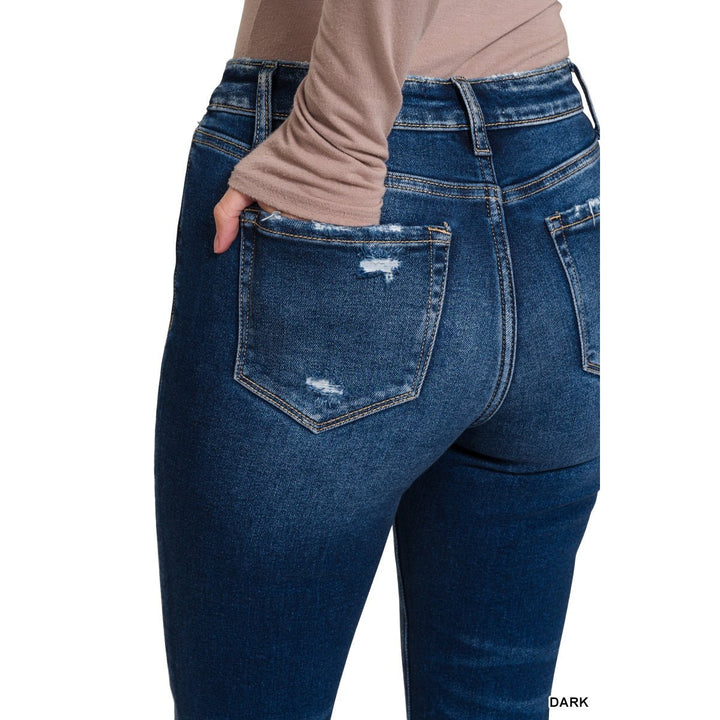 Feeling Empowered Denim Distressed Boot Cut Jeans