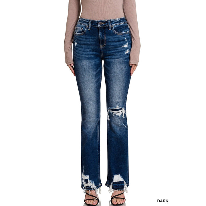 Feeling Empowered Denim Distressed Boot Cut Jeans