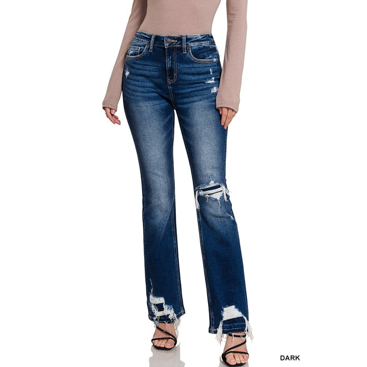 Feeling Empowered Denim Distressed Boot Cut Jeans