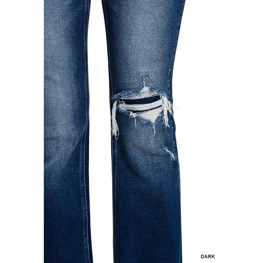 Feeling Empowered Denim Distressed Boot Cut Jeans