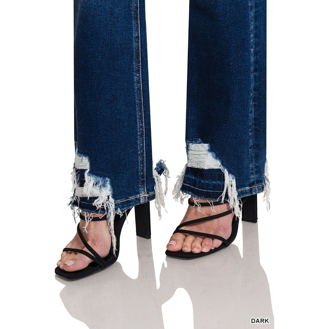 Feeling Empowered Denim Distressed Boot Cut Jeans