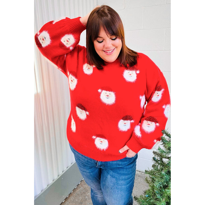 Santa Claus Sparkle Fuzzy Knit Sweater