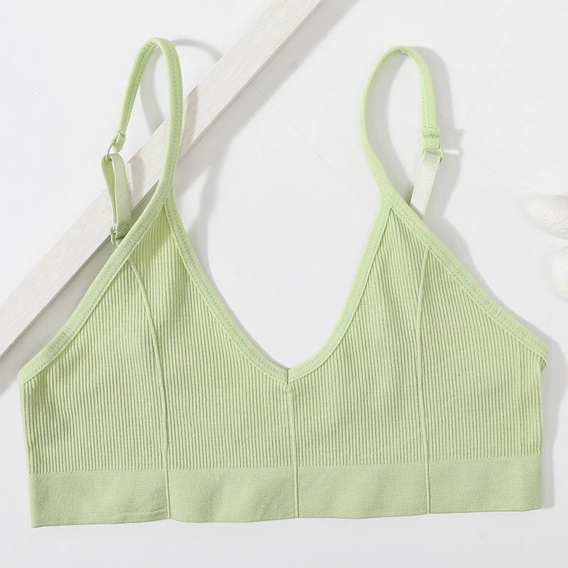 Backless Bralette Adjust Strap Bandeau Ribbed Sports Bra - www.SharpDuds.com