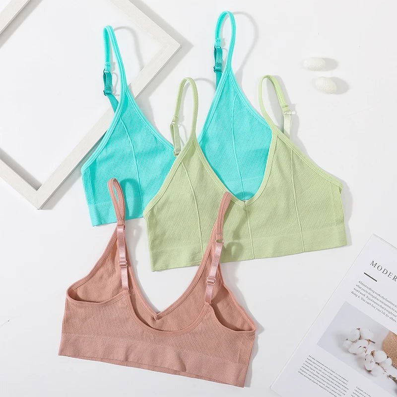 Backless Bralette Adjust Strap Bandeau Ribbed Sports Bra - www.SharpDuds.com