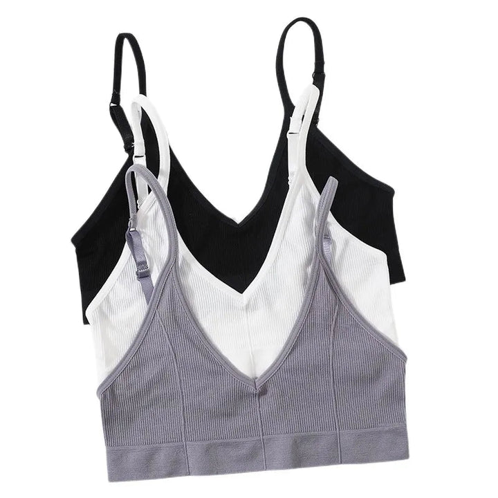 Backless Bralette Adjust Strap Bandeau Ribbed Sports Bra - www.SharpDuds.com