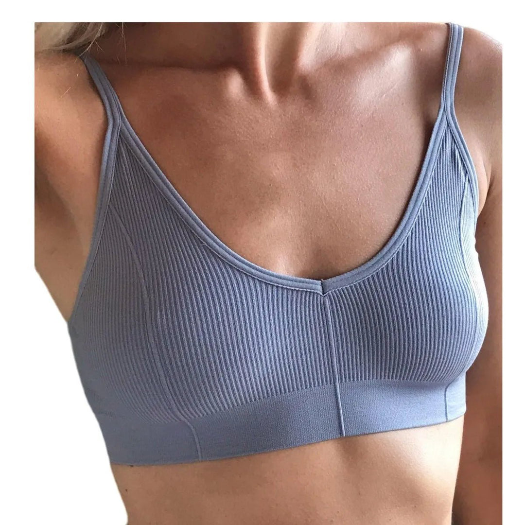 Backless Bralette Adjust Strap Bandeau Ribbed Sports Bra - www.SharpDuds.com