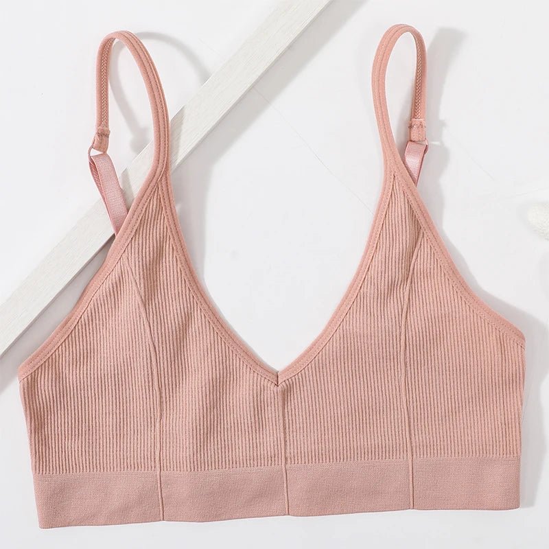 Backless Bralette Adjust Strap Bandeau Ribbed Sports Bra - www.SharpDuds.com