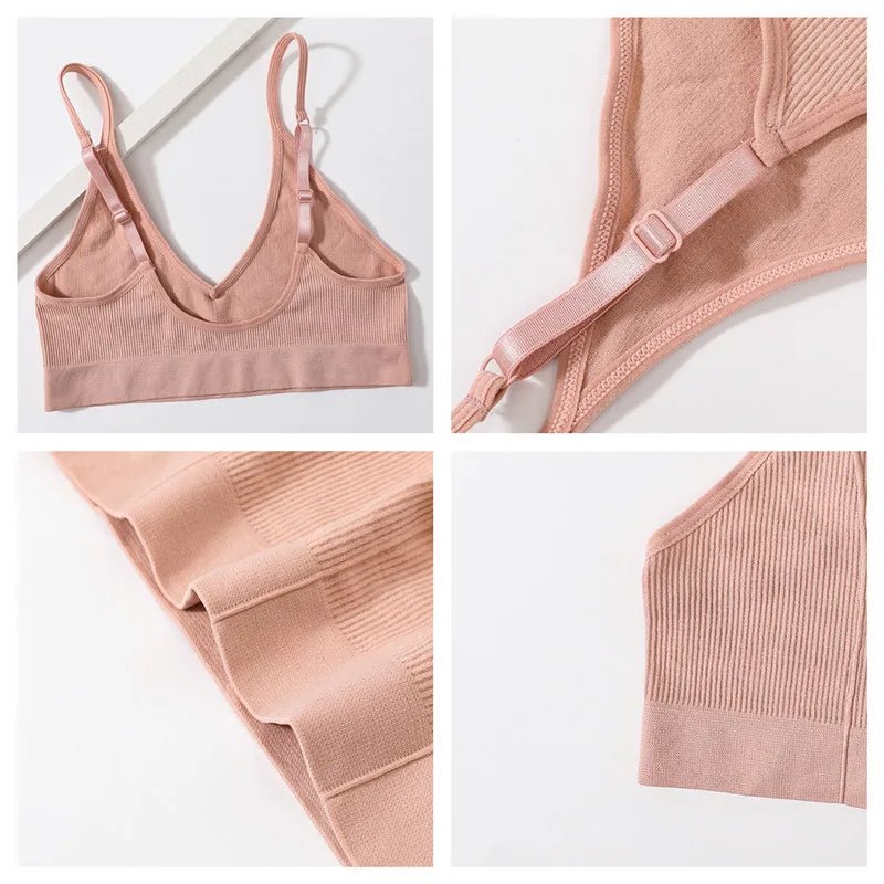 Backless Bralette Adjust Strap Bandeau Ribbed Sports Bra - www.SharpDuds.com