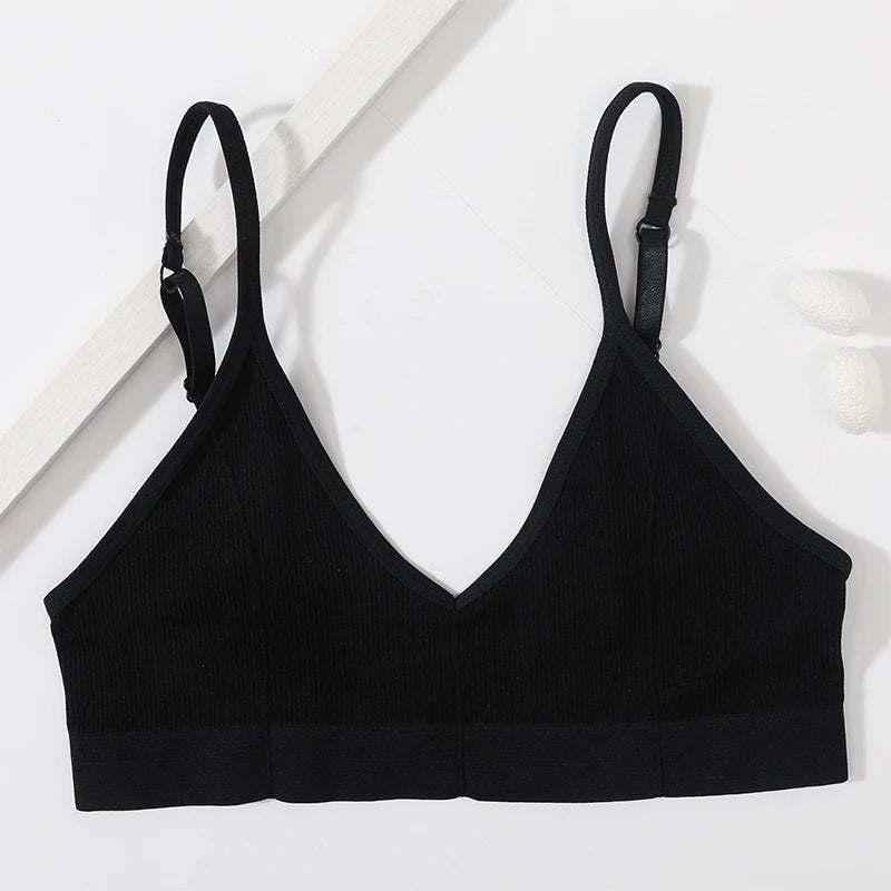 Backless Bralette Adjust Strap Bandeau Ribbed Sports Bra - www.SharpDuds.com