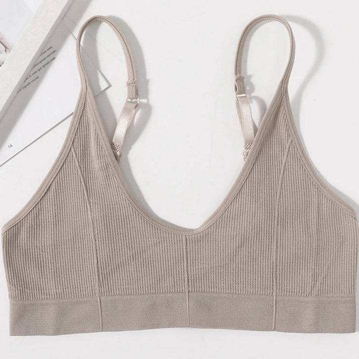 Backless Bralette Adjust Strap Bandeau Ribbed Sports Bra - www.SharpDuds.com