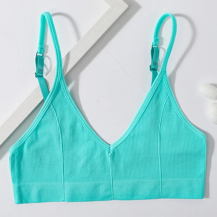 Backless Bralette Adjust Strap Bandeau Ribbed Sports Bra - www.SharpDuds.com