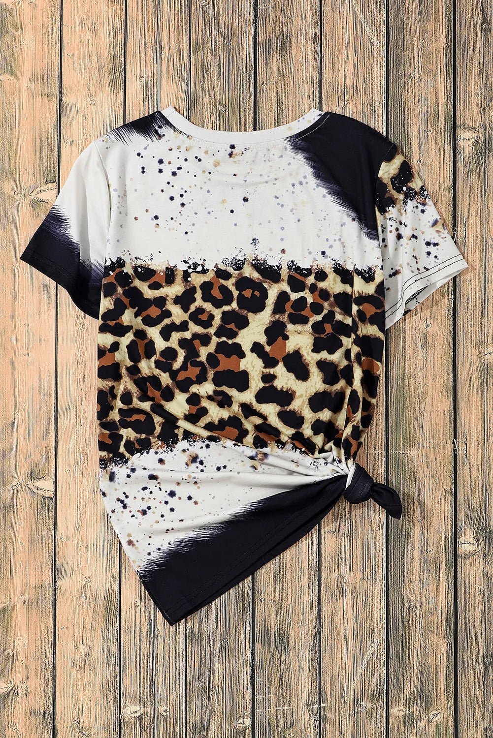 Bow Graphic Leopard Round Neck Short Sleeve T - Shirt - SharpDuds