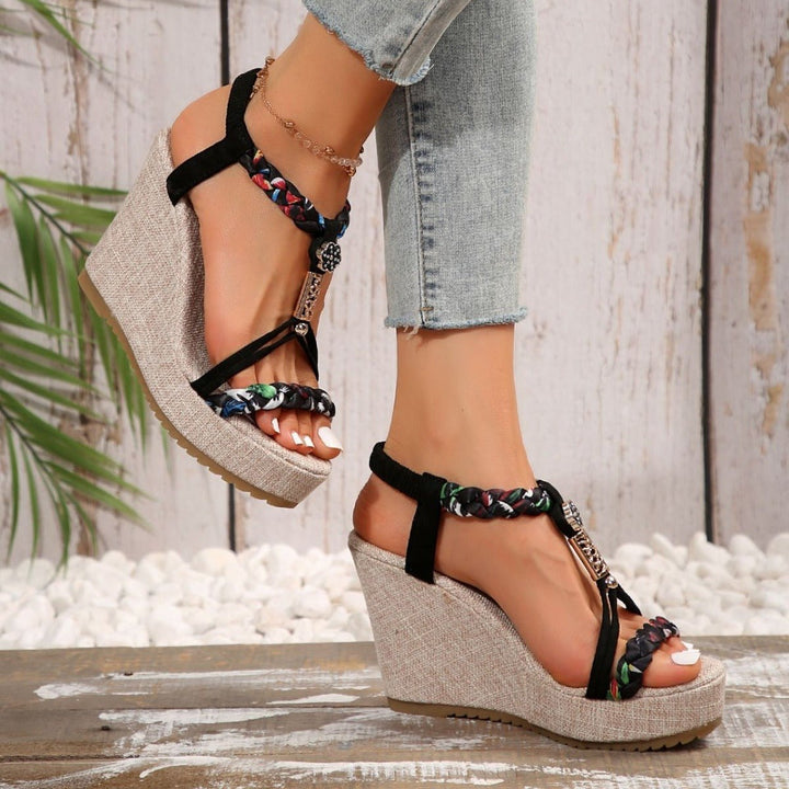 Braided Strap Wedge Sandals - SharpDuds