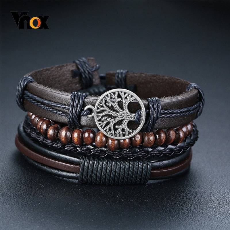 Braided Wrap Leather Vintage Life Bracelets - SharpDuds.com