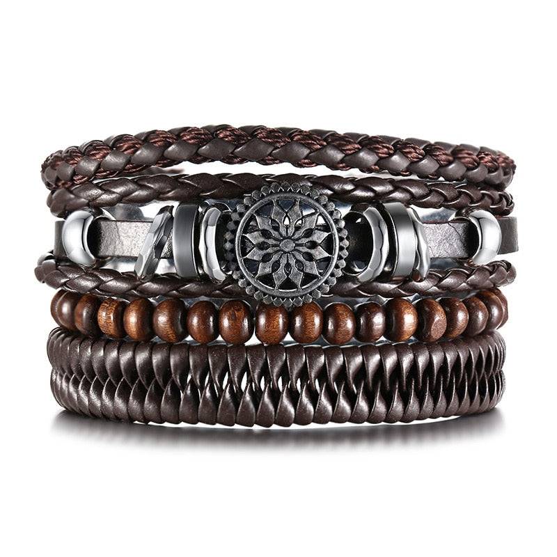 Braided Wrap Leather Vintage Life Bracelets - SharpDuds.com