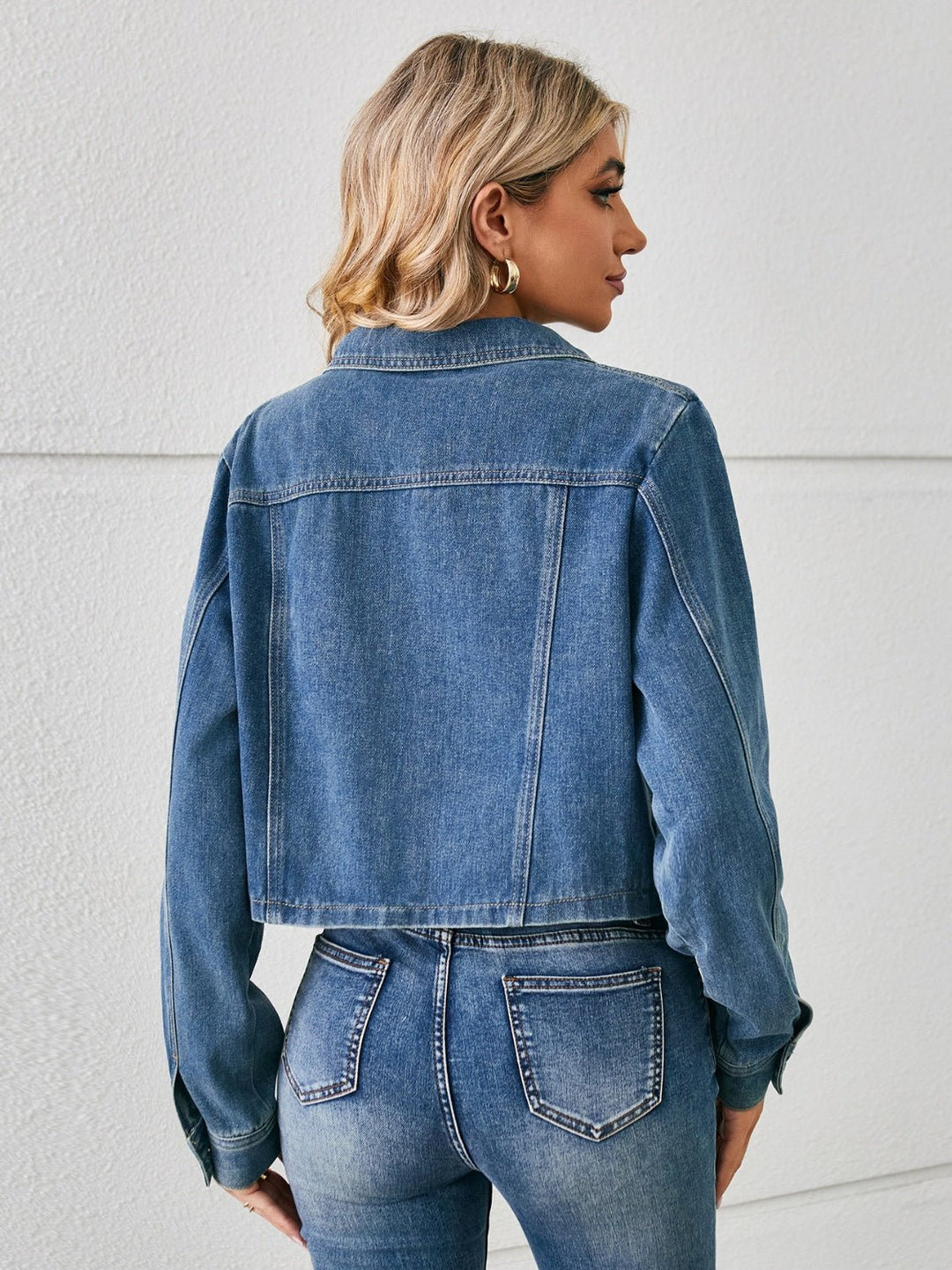 Button Up Long Sleeve Denim Jacket - SharpDuds