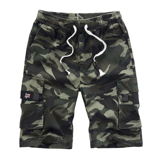 Camo Design Cotton Cargo Shorts - SharpDuds.com