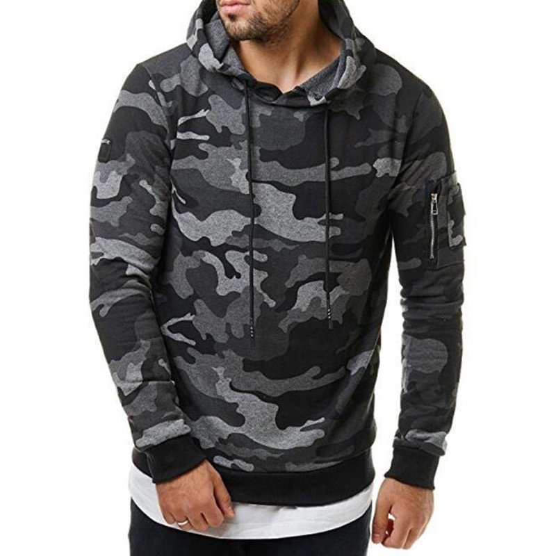 Camouflage Pocket Long-sleeved Hoodie - SharpDuds.com