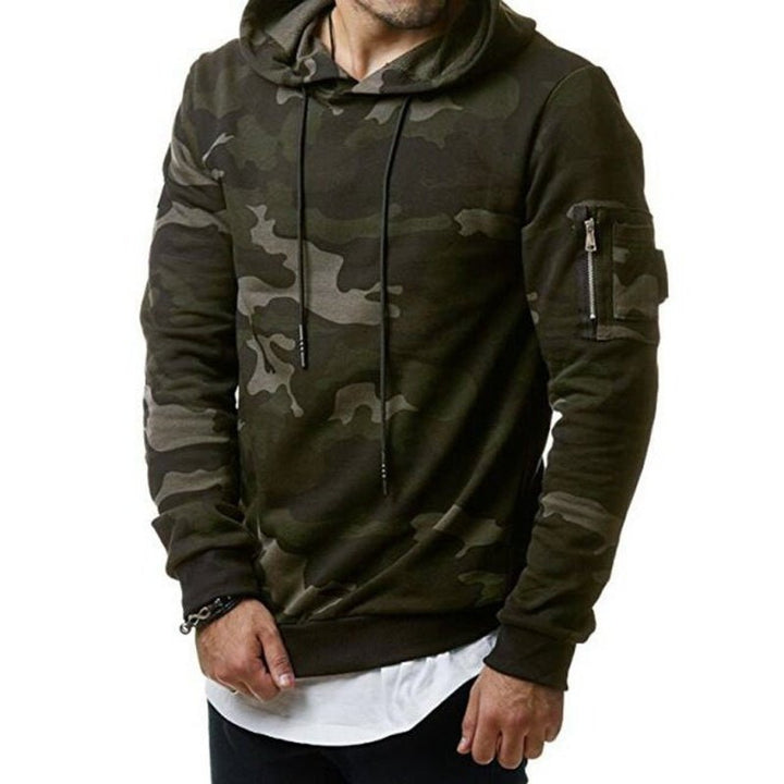 Camouflage Pocket Long-sleeved Hoodie - SharpDuds.com