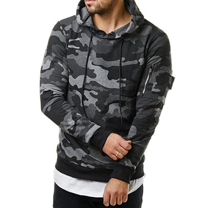 Camouflage Pocket Long-sleeved Hoodie - SharpDuds.com