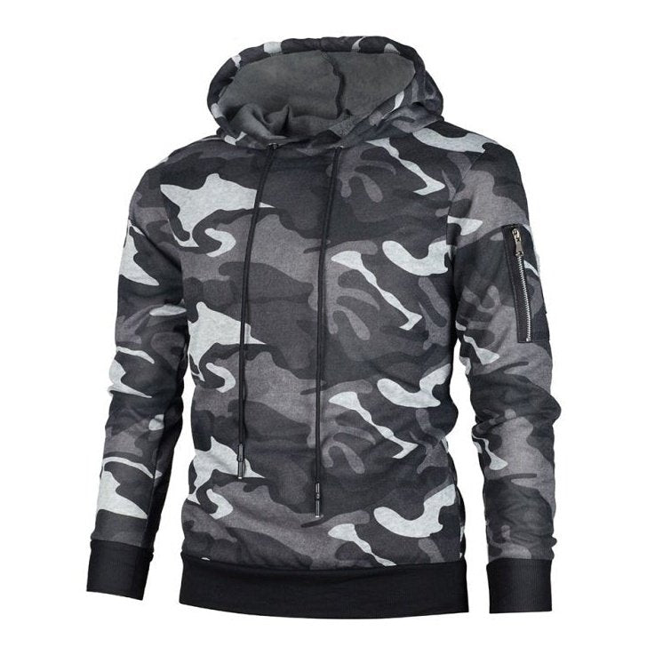 Camouflage Pocket Long-sleeved Hoodie - SharpDuds.com