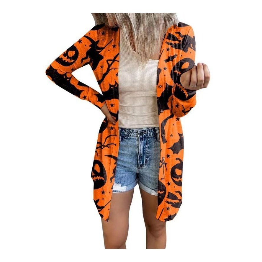 Cardigan Halloween-Themed Printed Jacket - SharpDuds.com