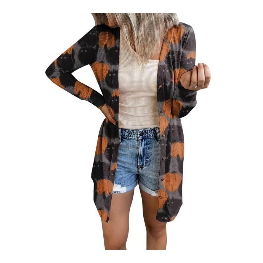 Cardigan Halloween-Themed Printed Jacket - SharpDuds.com