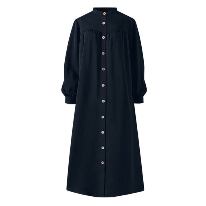 Cardigan Long Sleeve Stand Collar Swing Dress - SharpDuds.com