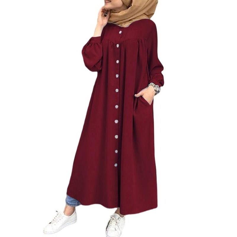 Cardigan Long Sleeve Stand Collar Swing Dress - SharpDuds.com