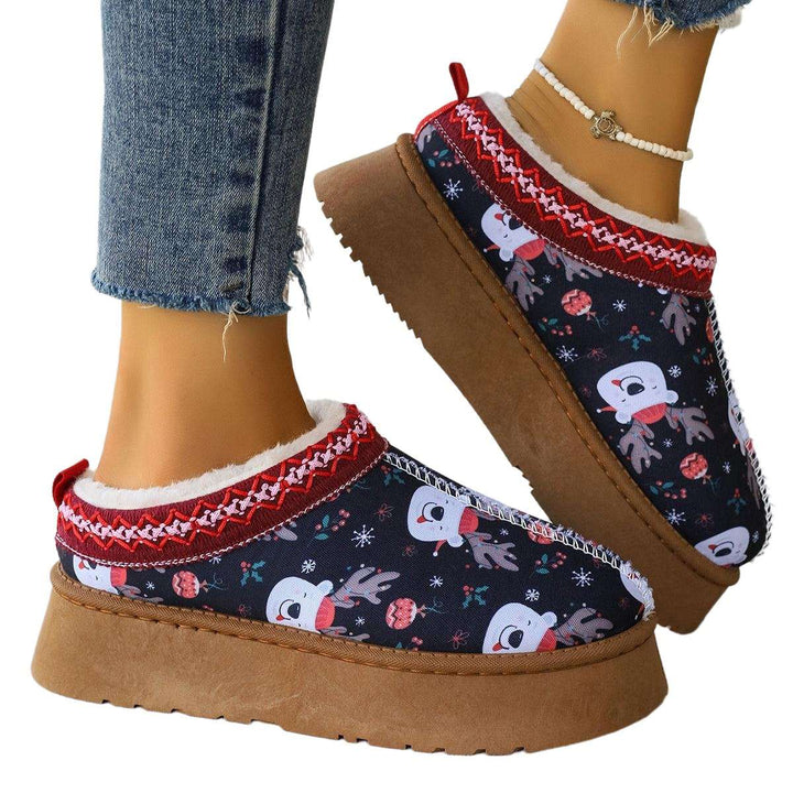 Cartoon Christmas Print Ankle Boots - www.SharpDuds.com