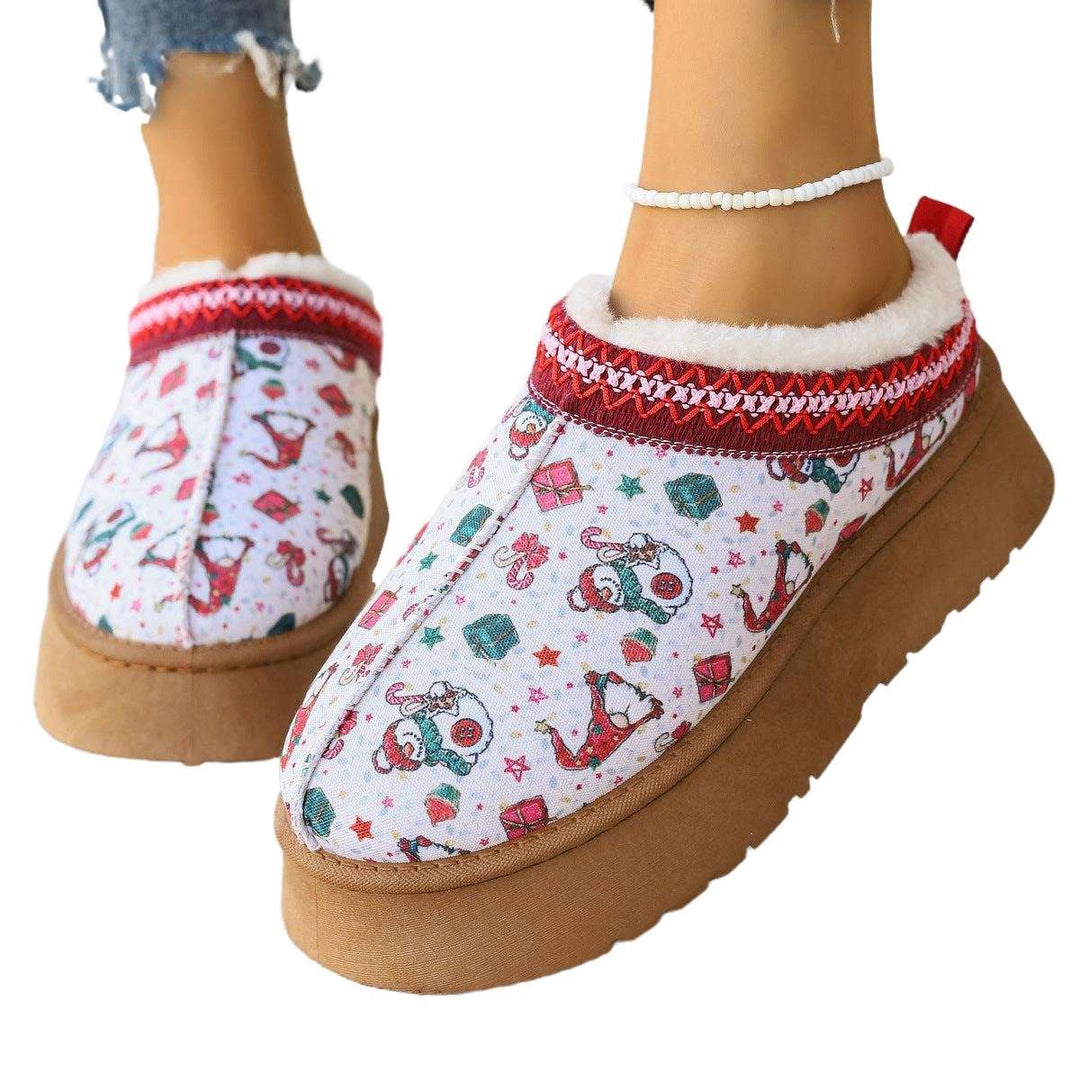 Cartoon Christmas Print Ankle Boots - www.SharpDuds.com