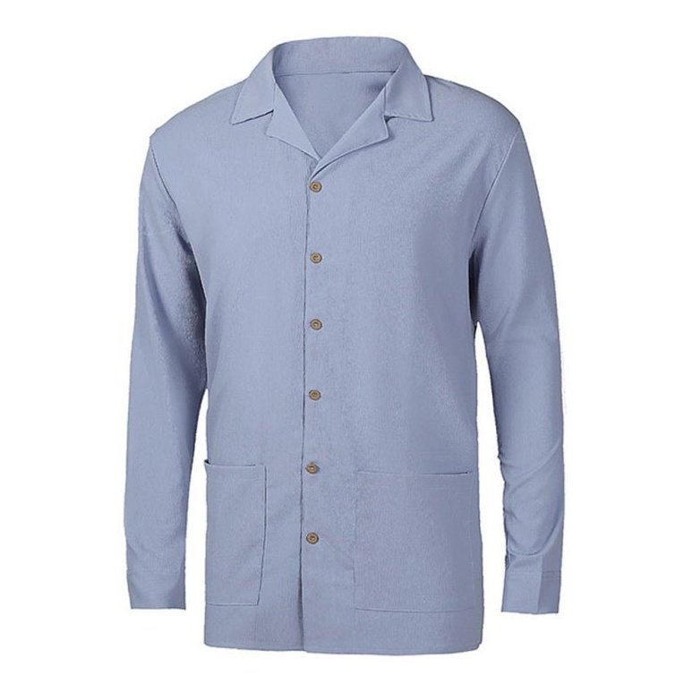 Casual Lapel Long Sleeve Shirt Solid Color Shirt - SharpDuds.com