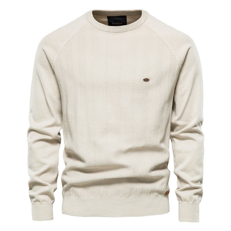 Casual Solid Color Raglan Sleeve Sweater - SharpDuds.com